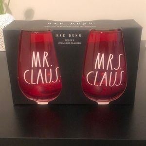 Rae Dunn Mr. And Mrs. Claus Wine glasses